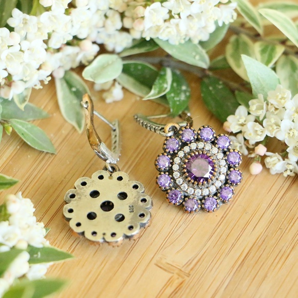 Sterling Silver Cubic Zirconia Stones Earrings - Picture 6 of 6